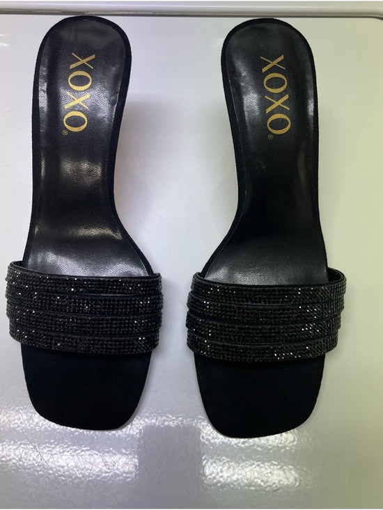 XOXO Shoes - XOXO Black Sparkle Beaded Slide Mules